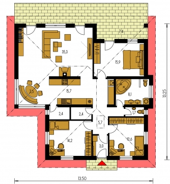 Floor plan of ground floor - BUNGALOW 32